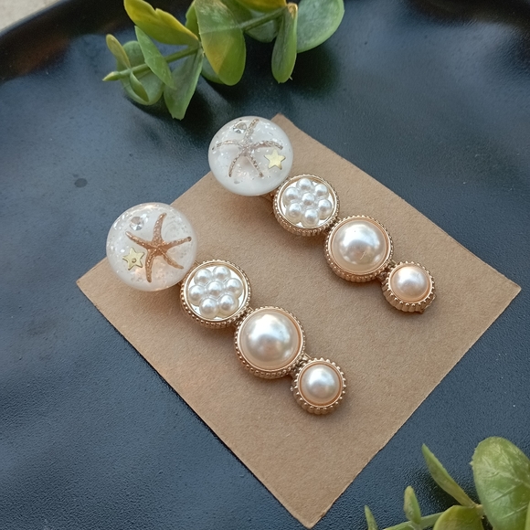 Gold Starfish Romantic Pearlcore Hair Clips - Picture 7 of 13